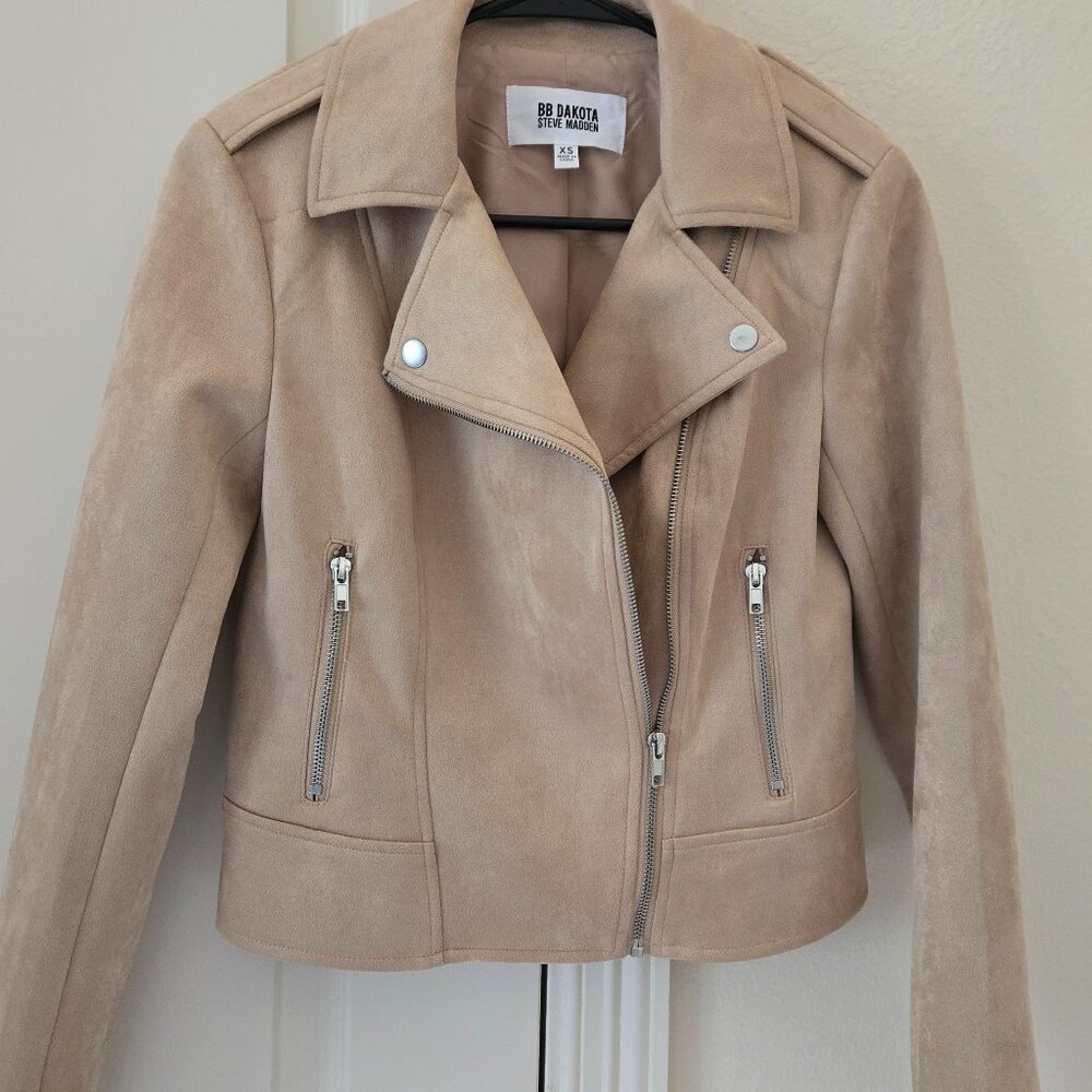 Steve Madden Biker Jacket Caramel Size XS Faux Suede
